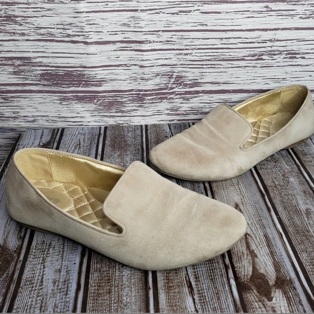 Birdies Size 9.5 Latte The Starling Suede Leather Slip On Smoking Loafers Flats